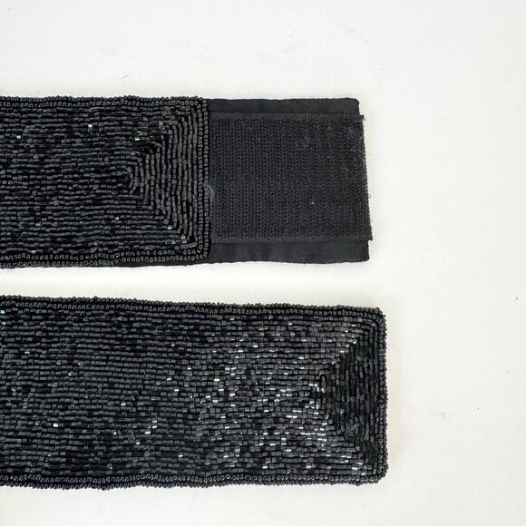 La Regale Handmade Fully Sequin Embellished Belt Satin Black Multi L NWT main image 6